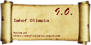 Imhof Olimpia névjegykártya